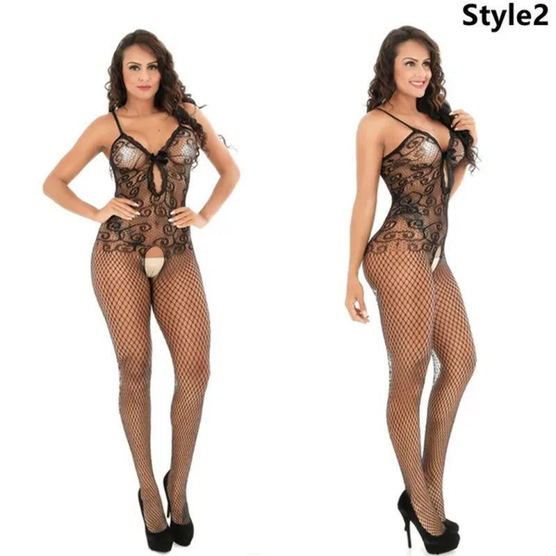 1PCS Multi-Style plus Size Women Sexy Lingerie Floral Pattern Fishnet Body Stocking Lingerie Bodysuit Underwear