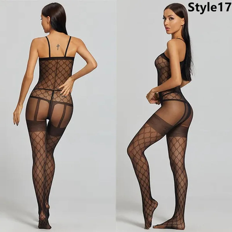 1PCS Multi-Style plus Size Women Sexy Lingerie Floral Pattern Fishnet Body Stocking Lingerie Bodysuit Underwear