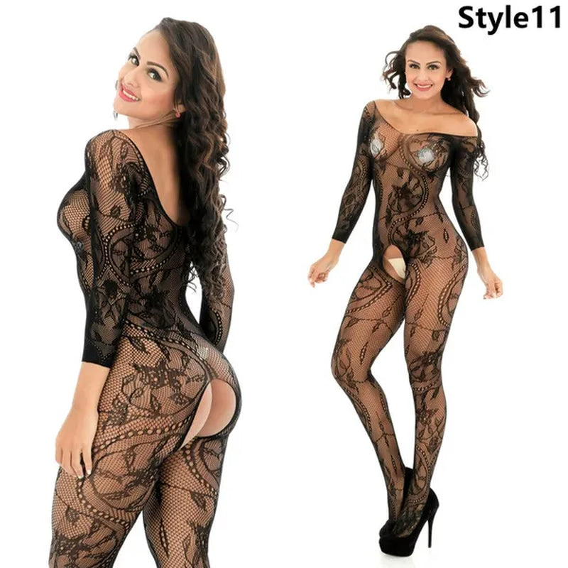 1PCS Multi-Style plus Size Women Sexy Lingerie Floral Pattern Fishnet Body Stocking Lingerie Bodysuit Underwear