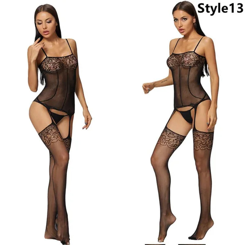 1PCS Multi-Style plus Size Women Sexy Lingerie Floral Pattern Fishnet Body Stocking Lingerie Bodysuit Underwear