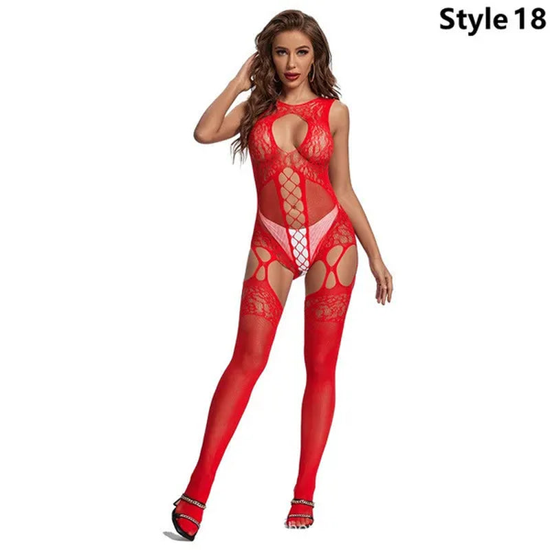 1PCS Multi-Style plus Size Women Sexy Lingerie Floral Pattern Fishnet Body Stocking Lingerie Bodysuit Underwear