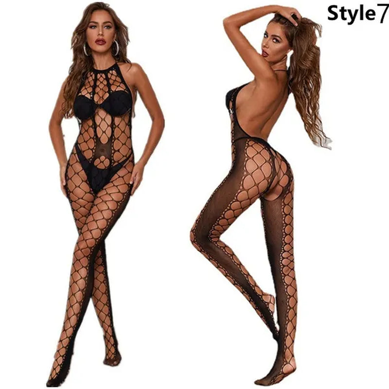 1PCS Multi-Style plus Size Women Sexy Lingerie Floral Pattern Fishnet Body Stocking Lingerie Bodysuit Underwear